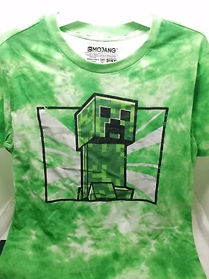 Unisex Green Tie Dye Minecraft Creeper Short Sleeve TShirt Youth XXL With Tags • $9.99