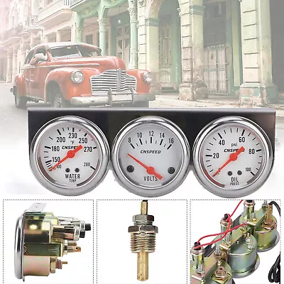 3 In 1 Car Meter Auto Gauge 2'' 52mm Car Triple Gauge Kit Oil/Volt/Water Gauge • $23.98