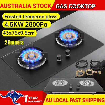 $129.09 • Buy Tempered Glass Gas Cooktop Kitchen Stove 2 Burner Cook Toop NG LPG 0-4.5Kw