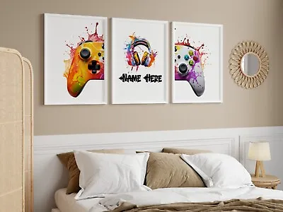 Set Of 3 Personalised Gaming Wall Art Décor Prints • £10.99