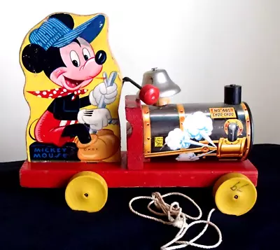 Fisher Price 1949 Walt Disney Mickey Mouse Choo-Choo Engine #485 Pull Toy • $34.95