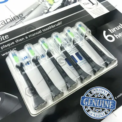 1x6PACK Black Philips Sonicare Electric Tooth Brush Replacement Heads Genuine  • $59.99