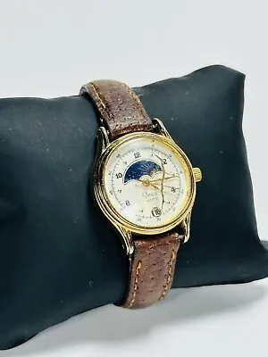 Working Vintage Timex Ladies Sun & Moon Phase Lunar Dial Calendar Watch C1 • $52.02