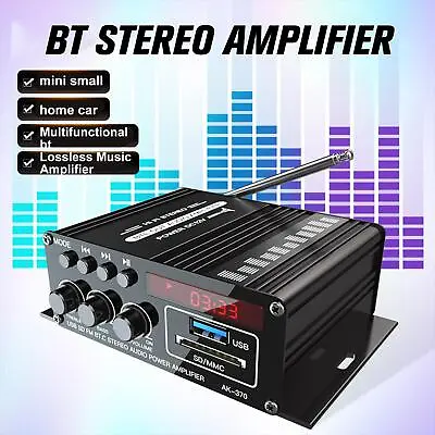 12V HiFi Bluetooth Power Amplifier Mini Stereo Audio Home FM Rem.P4 Car AMP N0S1 • £18.38