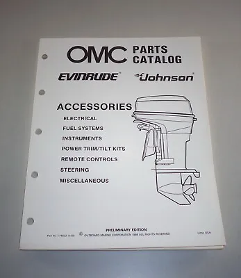Parts Catalog Accessories OMC Johnson Evinrude Outboard Boat Engine Stand 09/88 • $21.18