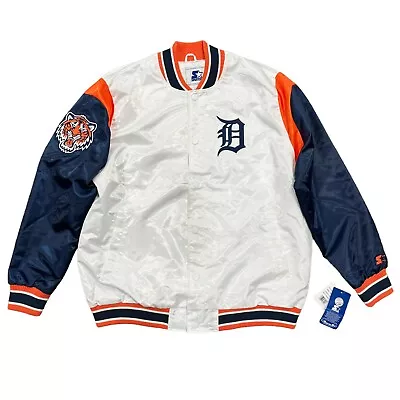 Starter Detroit Tigers White Satin Snap Jacket Size 3XL NWT • $129.99