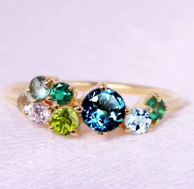 Ring Silver Sterling Multi 925 Gemstone Size Color Solid Multi-Color Stone Gold • $50.99