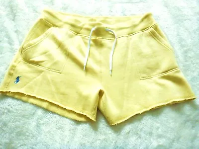 New! Polo Ralph Lauren Womens Sweat Shorts -xxl Yellow Fleece Cut Off -blue Pony • $14.62