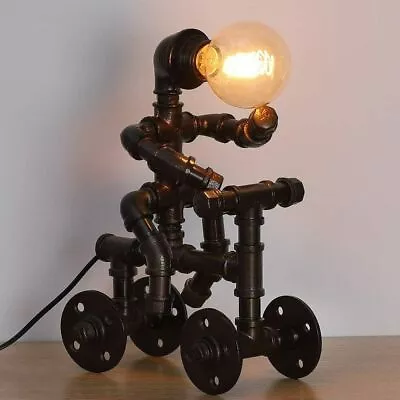 Retro Industrial Table Lamp Water Pipe Desk Lamp Metal Steam Punk Robot Light US • $47