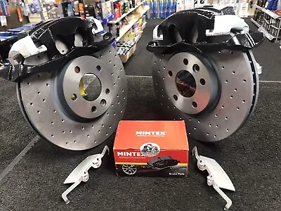 VW CARAVELLE TDi BIG BRAKE CONVERSION DISC DRILLED CALIPER KIT 340mm BLACK • $715.62