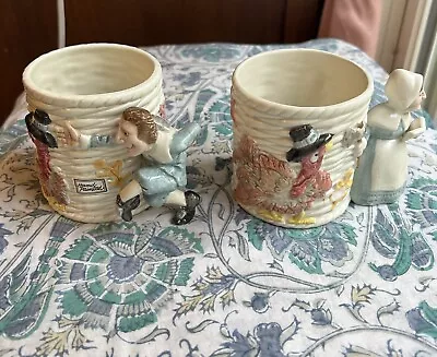 2 Vintage 1990 Fitz & Floyd Pilgrims Progress Mugs Prudence & Percival Set • $50