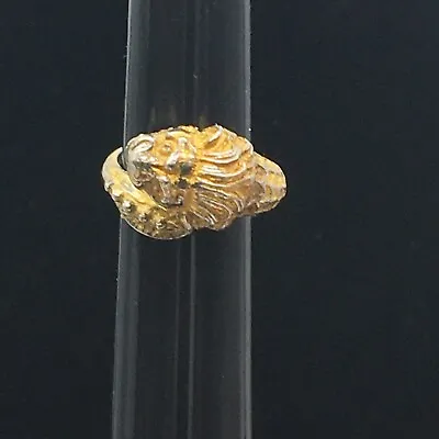 Vintage Gold Tone Lion Head Ring Tail 800 Silver Growling Teeth • $93.74