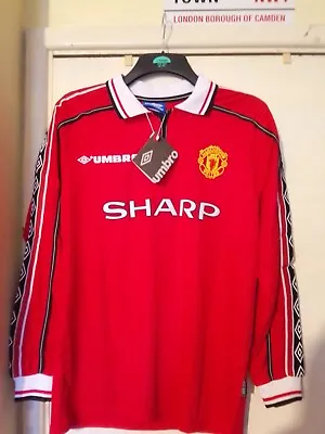1998-00 Manchester United - Beckham #7 (L) Jersey Shirt Retro Long Sleeve • £34.99