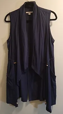 Miami Women's Navy Blue Sleeveless Tunic Length Blouse Vest Size Medium. • $6.49