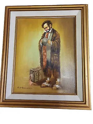 Vintage Clown Oil Painting By O. Hammer • $150