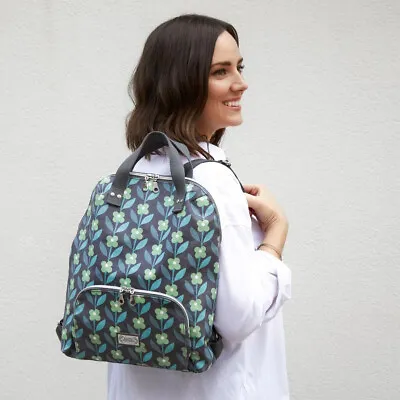 Earth Squared Fair Trade Oil Cloth Backpack Rucksack Bag Siena Navy Blue • £49.99