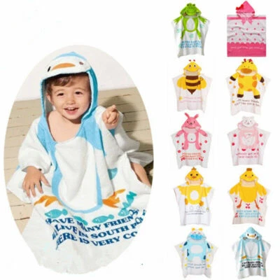 £15.98 • Buy Unisex Child Baby Hooded Poncho Swim Beach Cotton Bath Towel Wear Bathrobe UK