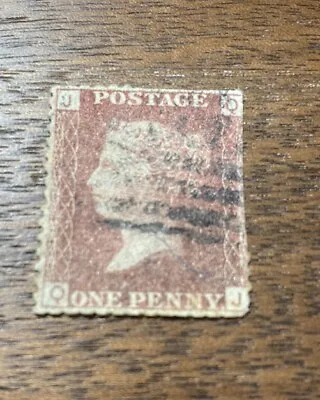 1841 Great Britain Queen Victoria Red Penny Stamp. Used And Hinged. • $6