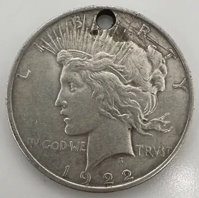 $19.99 • Buy 1922 Peace One Dollar Holed Silver Coin $1 US (SG366)