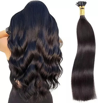 18 Inches I Tip Human Hair Extensions 100 Strands/Pack Pre Bonded Keratin Stick  • $41