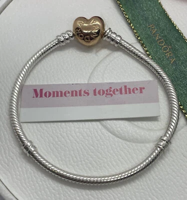 $75 • Buy PANDORA Sterling Silver W/ PANDORA Rose Heart Clasp 580719 17cm Genuine