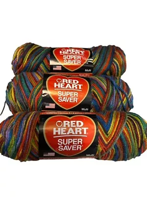 Red Heart Super Saver Yarn Color Is # 0964 Primary 5 Oz. 244 Yards: Lot Of 3 • $24