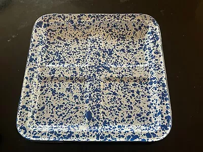 Blue & White Mexican Enamel Splatterware Tray • $20