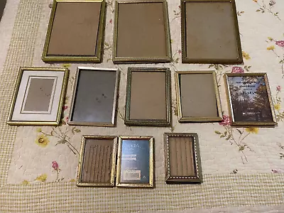 Lot Of 10 Vintage Gold Metal Picture Frames 5x7 4x5 3 1/2x4 1/2  3 1/2x2 1/2 • $34.99