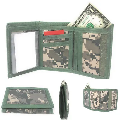 TriFold Mens Wallet Digital ACU Gray Camo Camouflage Army Military Hook Loop • $11.95