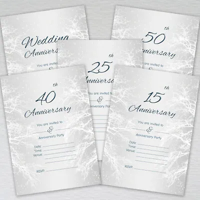 202530354045505560th Wedding Anniversary Invitations Snowy Tree Invites • £2.75