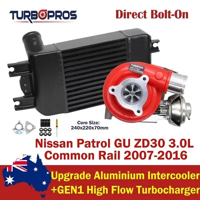 GEN1 High Flow Turbo+70mm Intercooler For Nissan Patrol GU ZD30 3.0L Common Rail • $759.21