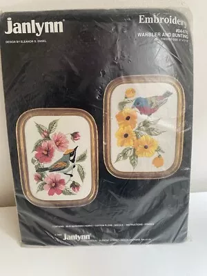 1988 Janlynn  Engel Colourful Birds & Flowers Embroidery Kit Pair Inc Frames • £12.99