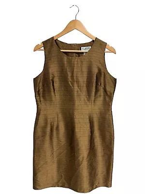 Mary McFadden Collection Women's Sleeveless Gold Sheath Formal Dress Size 12 • $23