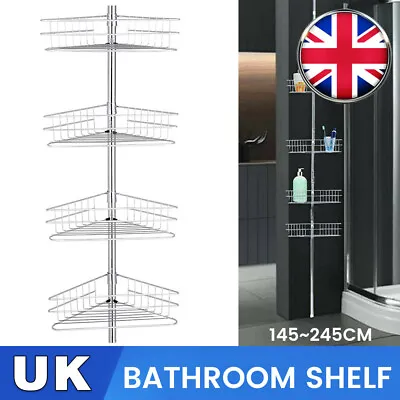 £25.99 • Buy New Metal Corner Shower Bathroom Storage Shelf Rack Basket Organiser Tidy Tray 