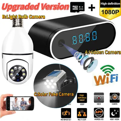 HD 1080P Spy Camera WiFi Hidden Wireless Night Vision Security Nanny Cam Alarm • $13.99