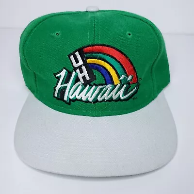 Vintage UH University Of Hawaii Rainbows Hat The Game Big Logo Snapback Cap • $84.97