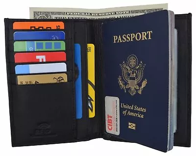 Leather Travel Passport Holder Wallet For Men And Women Unisex RFID Blocking • $12.99