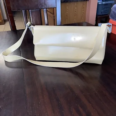 FRANCESCO BIASIA Cream Leather Shoulder Evening Handbag Purse Bag Split Leather • $10.46