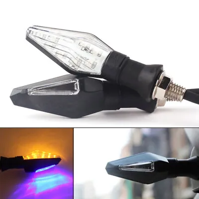 Universal 12LED Amber+Blue Color Motorcycle Turn Signal Indicator Light Blinkers • $16.85