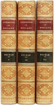 BUCKLE - History Of Civilization In England - 3 Vols - IN A FINE LEATHER BINDING • $295