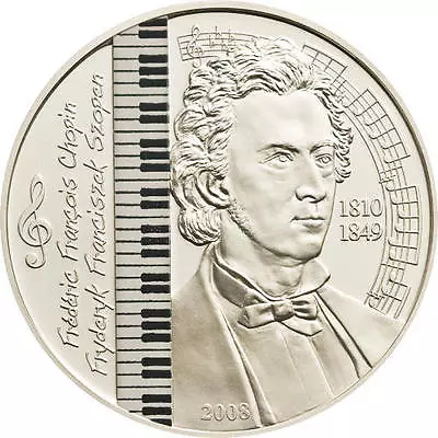 2008 Mongolia Large Silver Proof Color 500 Togrog Frederic Chopin • $99.99