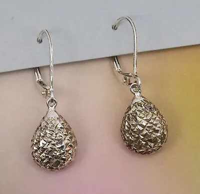 Light Textured Teardrop Vintage Sterling Silver Earrings 1.6g • $17.95