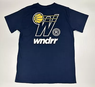 WNDRR Men's Crew Neck T-Shirt Size L Navy Blue Street Wear Basketball Logo • $34.97