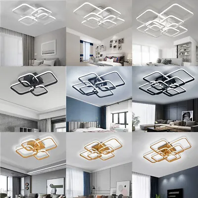 Modern LED Ceiling Light Square Chandelier Lamp For Living Dinning Room Bedroom • £34.99