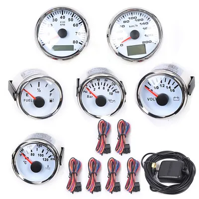 6 Gauge Kit GPS Speedometer Waterproof Fit Truck Car Marine Boat Yacht Universal • $128.26