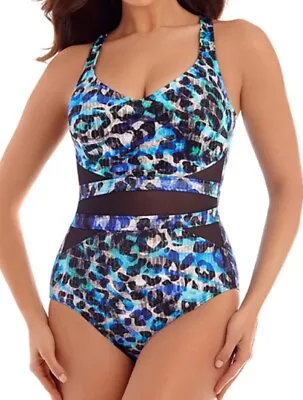  $178 MIRACLESUIT Seaglass It's A Cinch One Piece Swimsuit 8 Blue   Miraclesuit  • $69.99