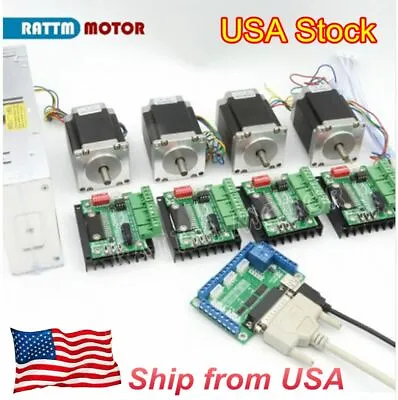 〖US〗 4 Axis CNC Kit Nema23 Stepper Motor Dual Shaft 270o-in/76mm/3A+MD430 Driver • $253.50