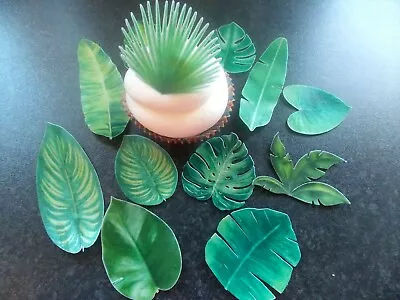  Large Or Small Edible Wafer Paper Jungle/tropical Leaves Cake/cupcake Toppers • £2.85