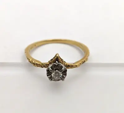 18ct Gold Ring With Diamond Ring Size Q - 18ct Yellow Gold Band Vintage • $636.26