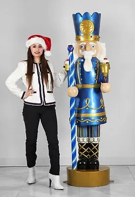 Large Nutcracker Statue Christmas Decor With Multiple Accessor 6.5FT Pastel Blue • $1399.99